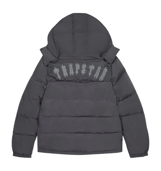 Trapstar Irongate Detachable Hooded Puffer Jacket Stone Grey