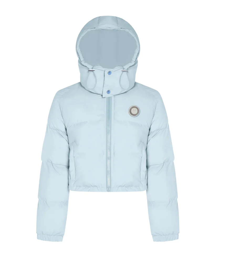 Trapstar Women's Irongate Detachable Hooded Puffer Jacket Ice Blue