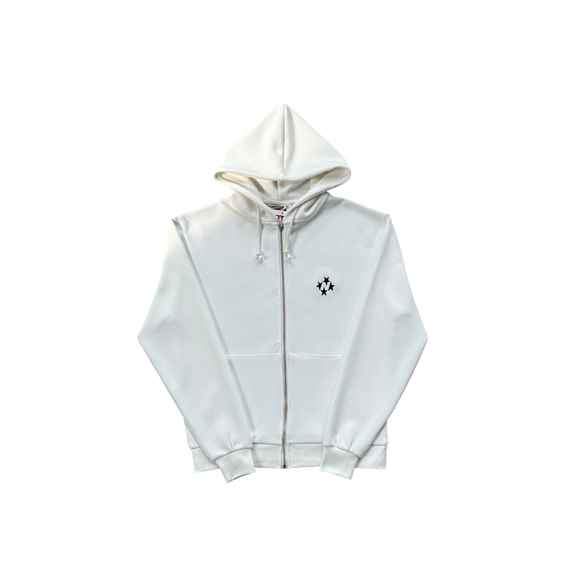 99Based Logo Waffle Zip Hoodie White