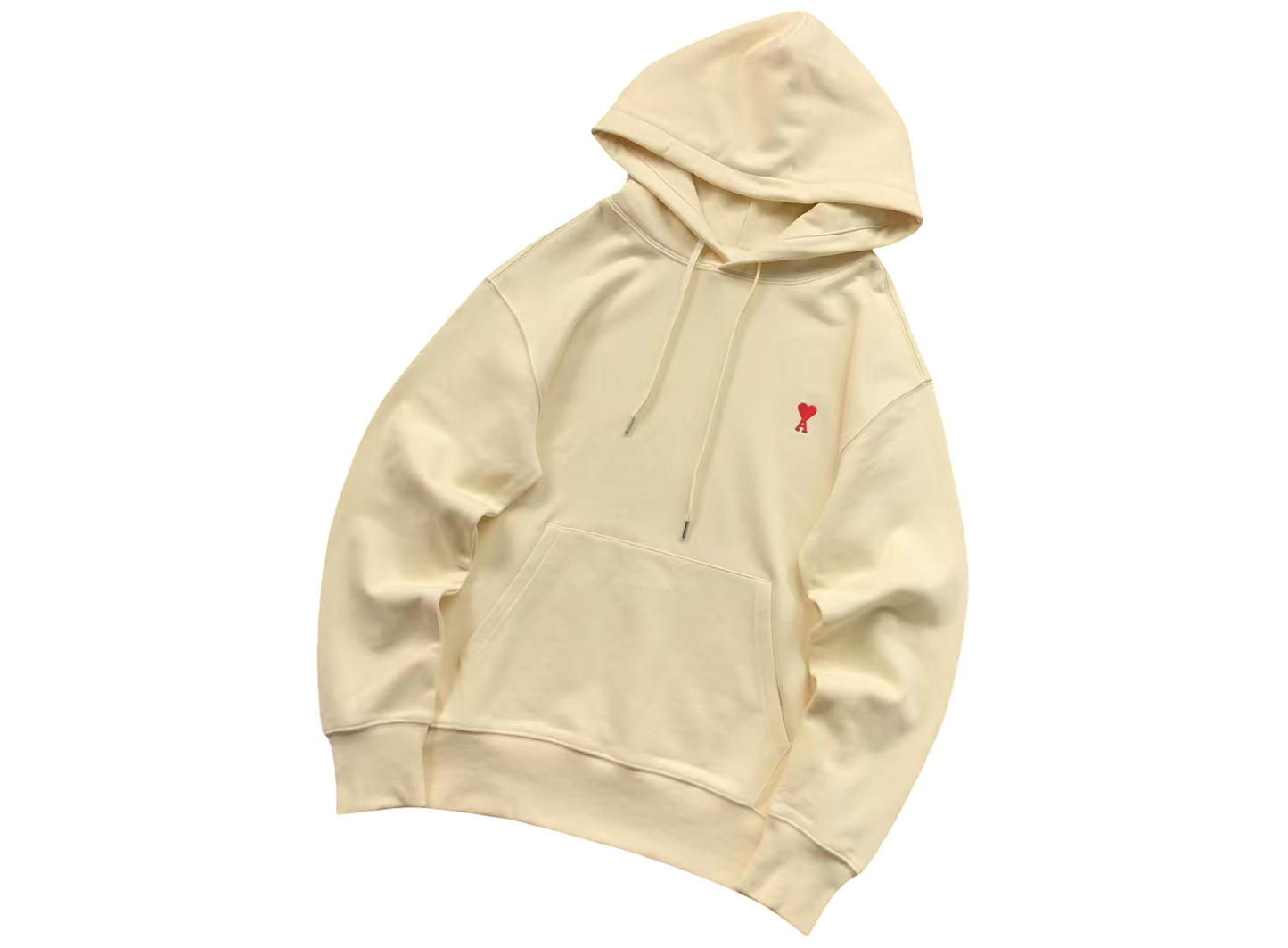 AMI Paris Red Heart Hoodie Peach