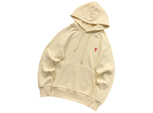 AMI Paris Red Heart Hoodie Peach