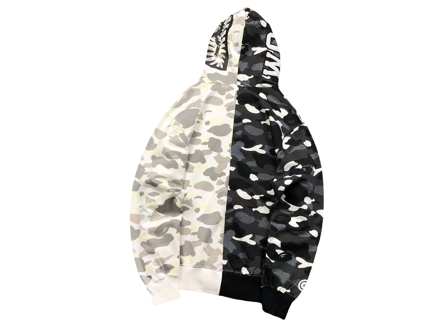 BAPE Split Camo Shark Full Zip Hoodie Black/White