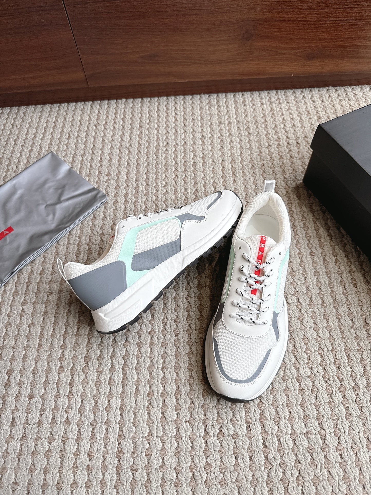 Prada Platform America's Cup White Grey Mint
