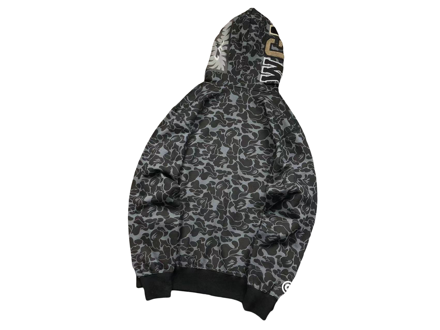 BAPE x Dover Street Market Camo Shark Full Zip Hoodie Black