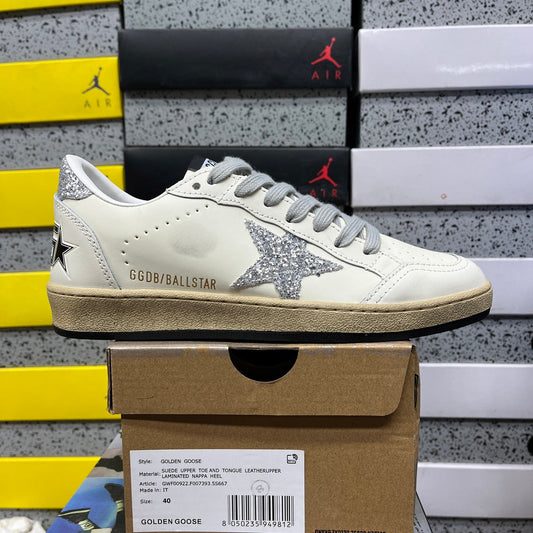 Golden Goose Ball Star White Silver Grey