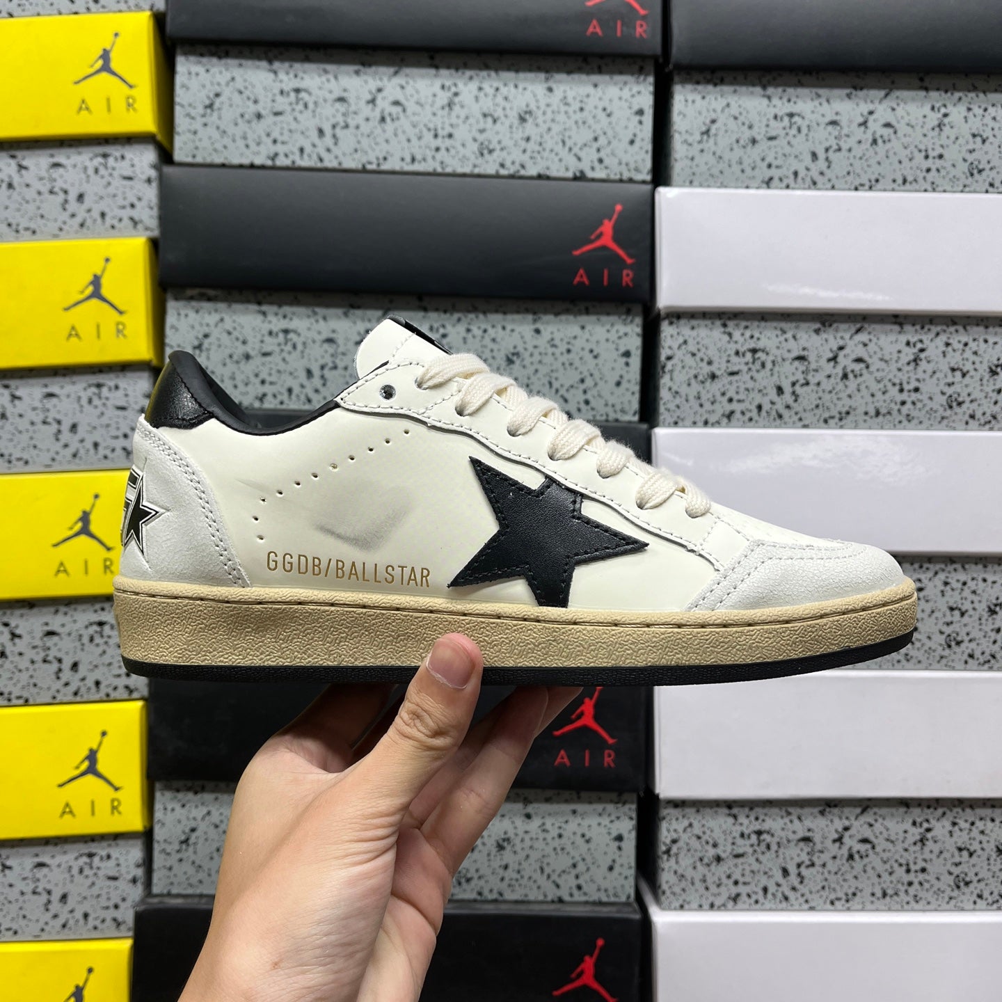 Golden Goose Ball Star Cream Black White
