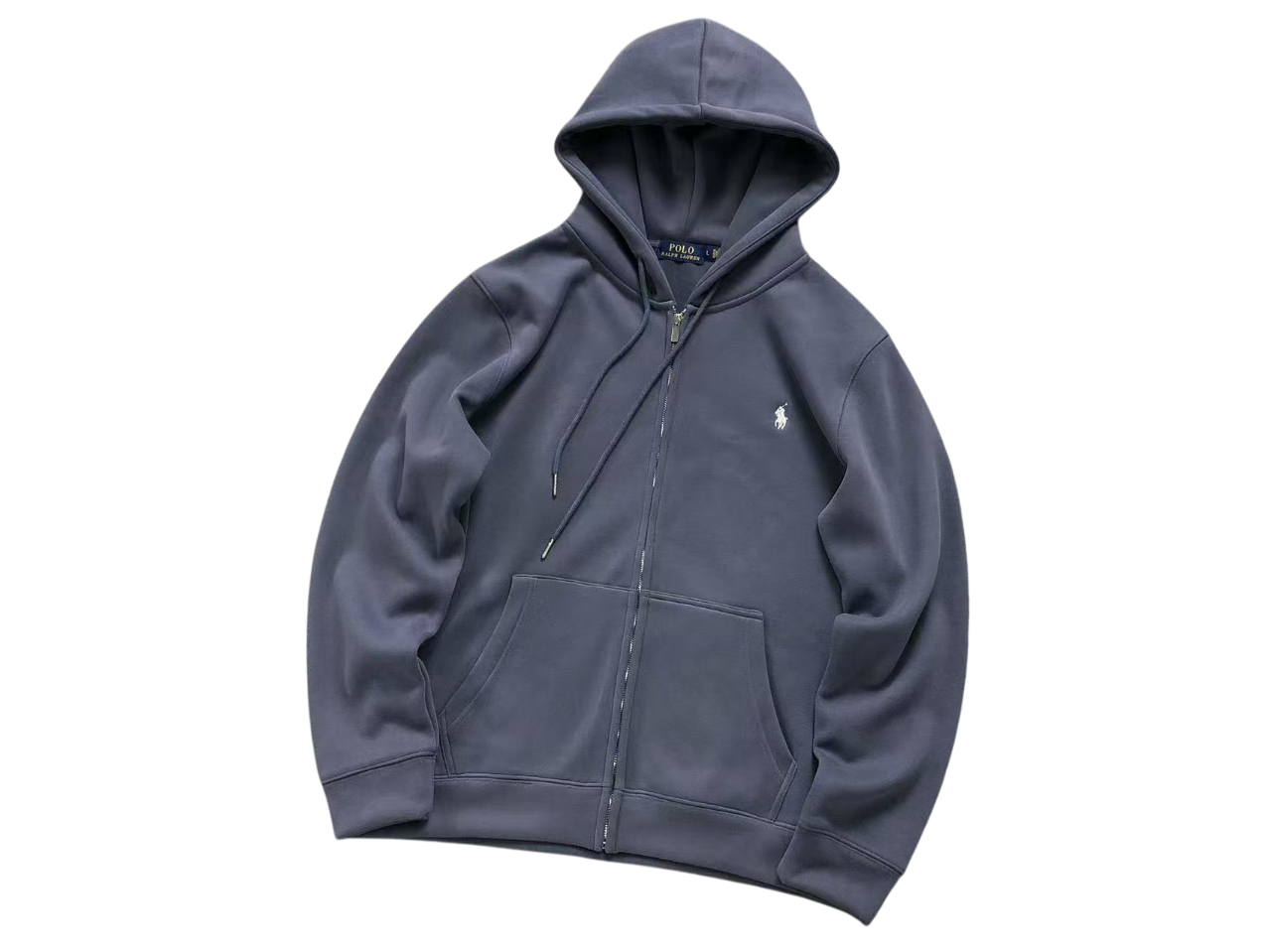 Ralph Lauren Classic Zip Hoodie Blue/White