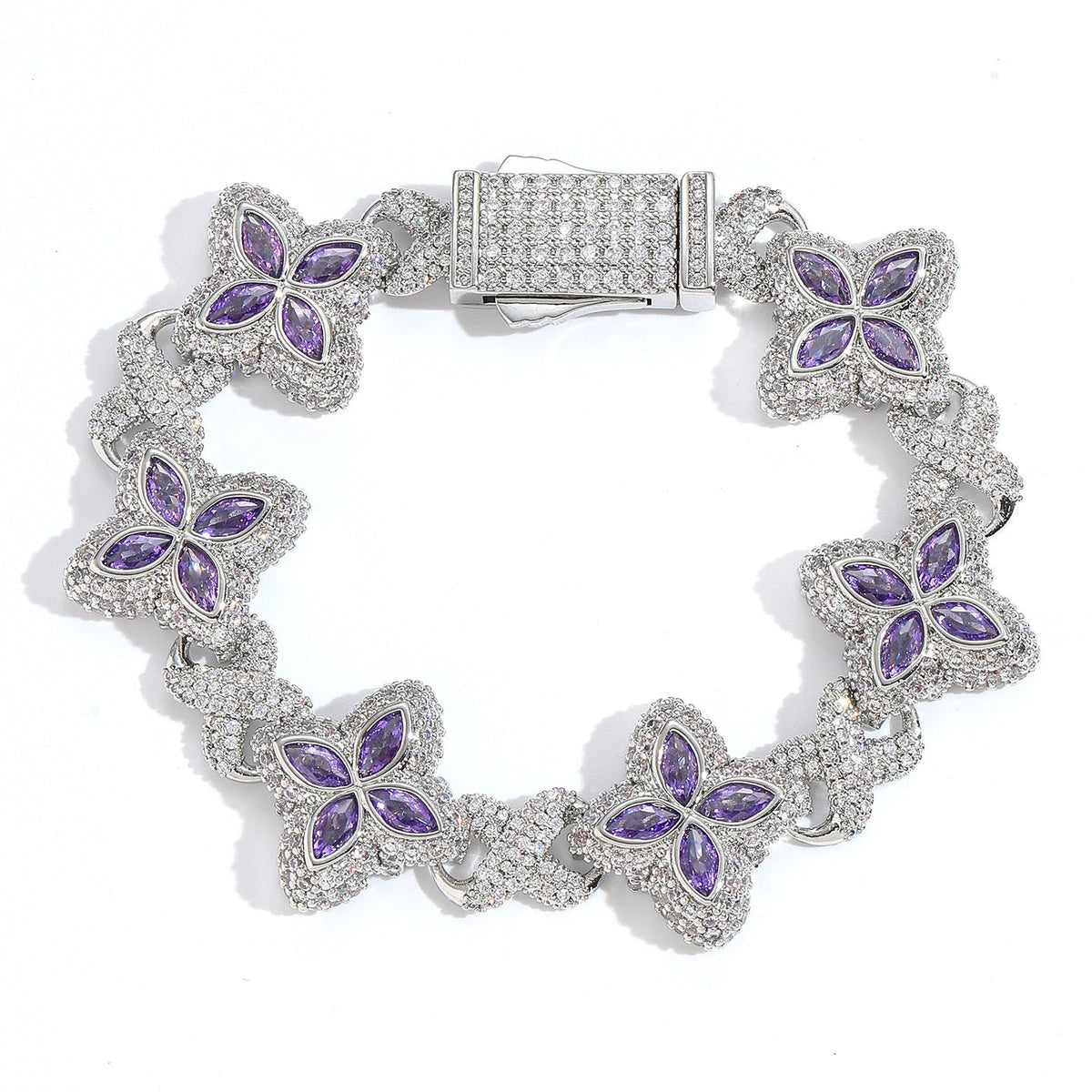 21Dripzz Iced Flower Bracelet Silver Purple