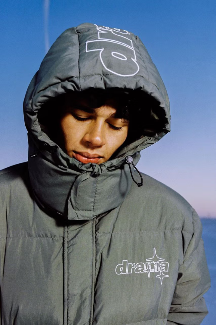 Drama Call Detachable Puffer Olive