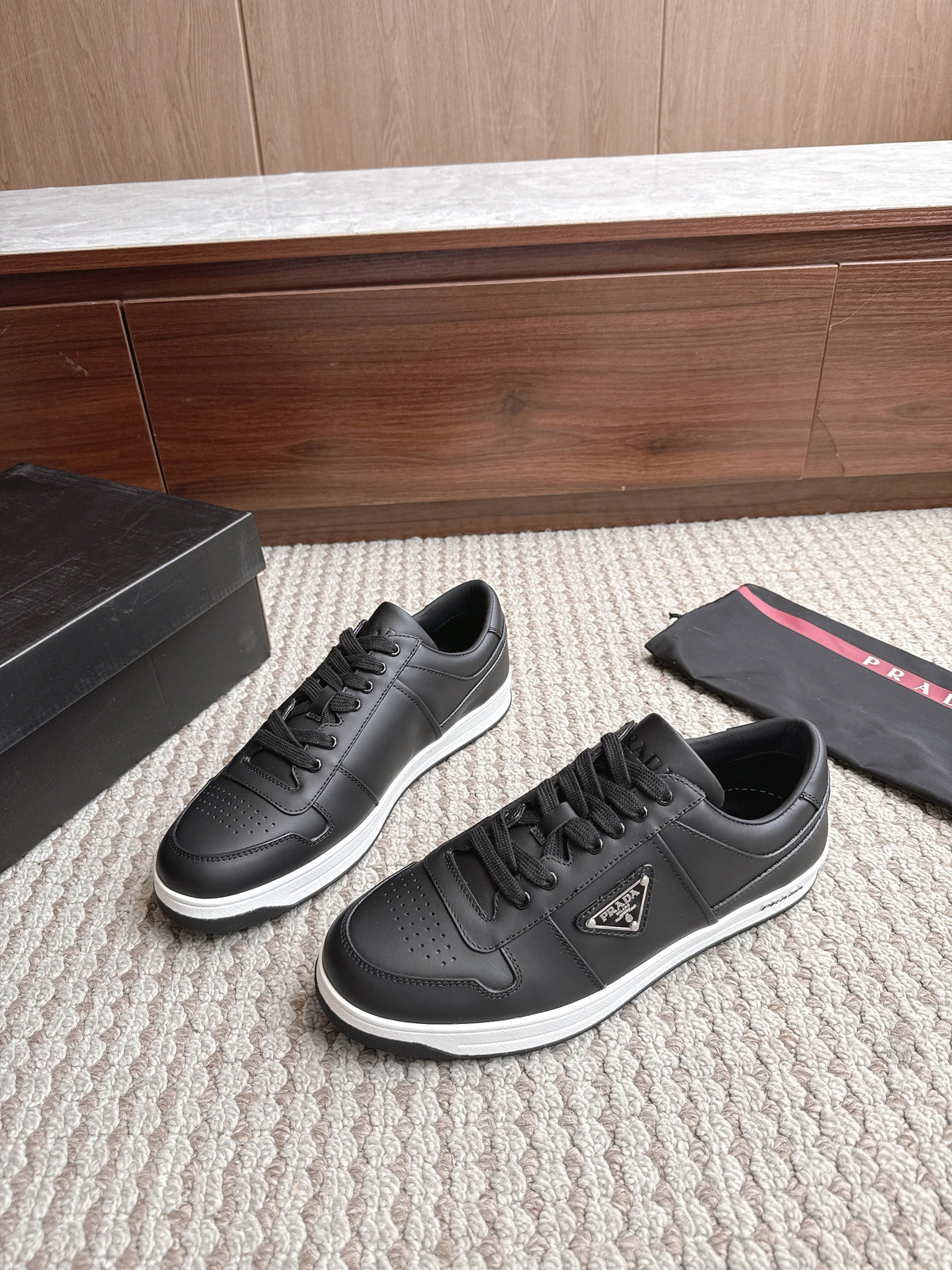 Prada Downtown Leather Dark Black White