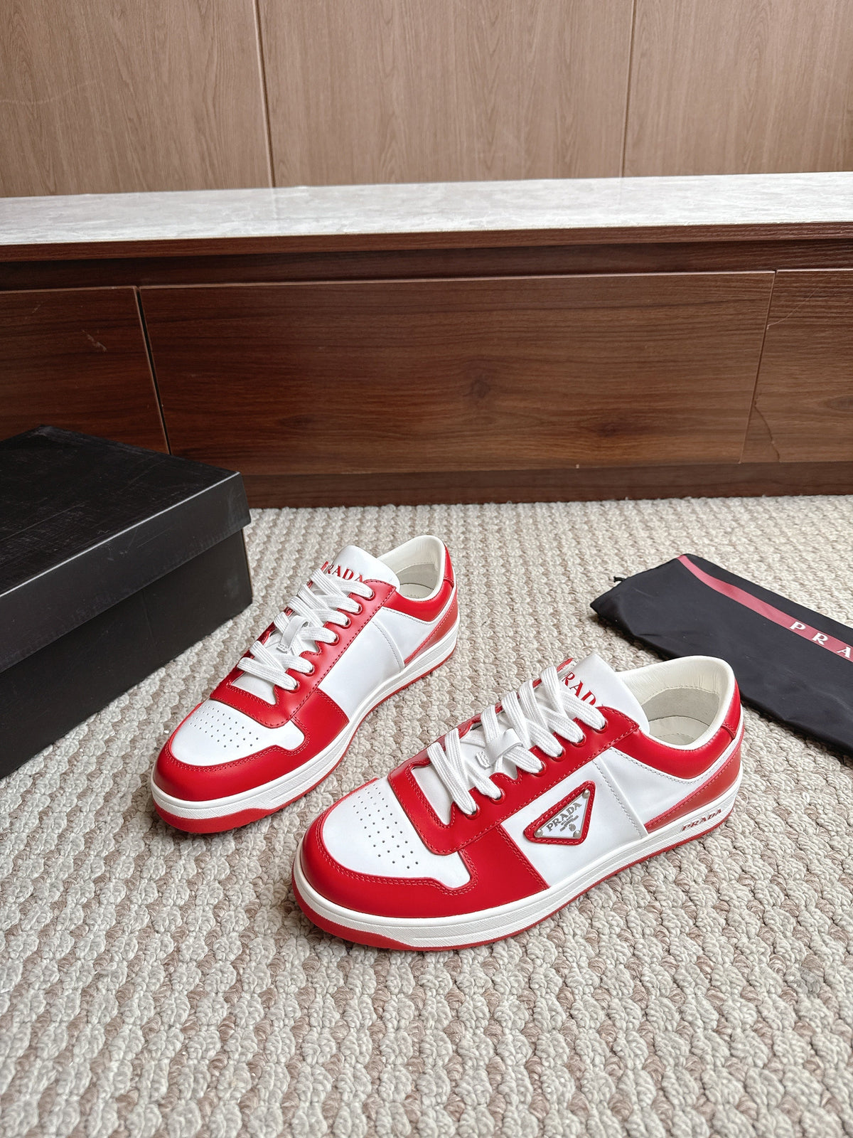 Prada Downtown Leather White Red