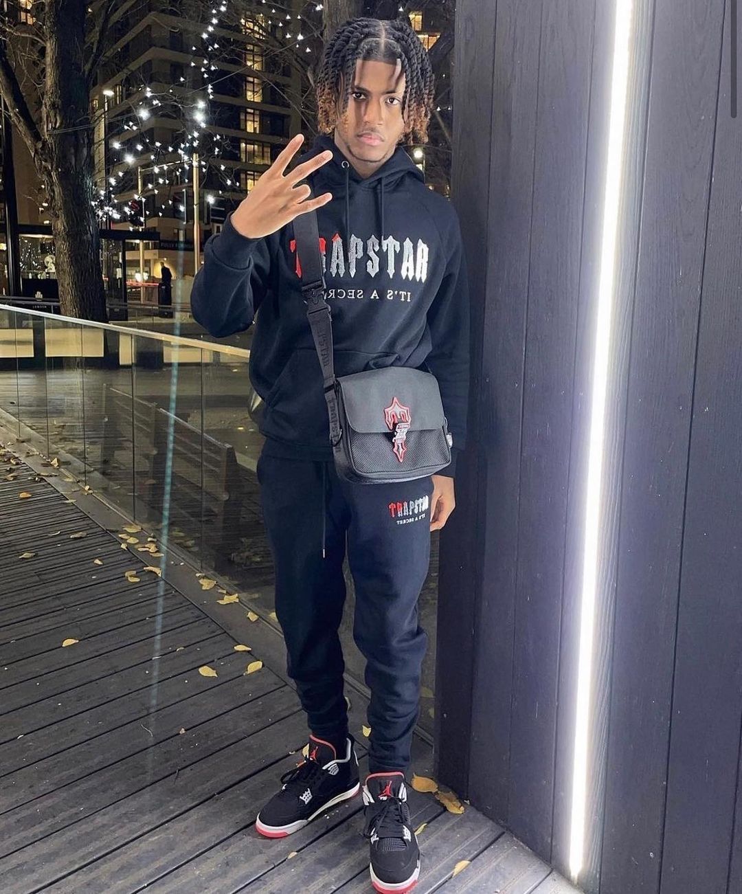 Trapstar Chenille Decoded Hoodie Tracksuit Black/Red