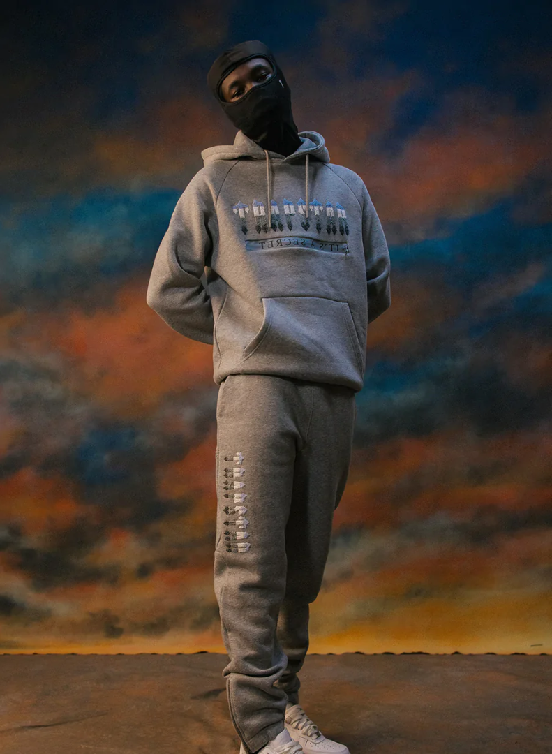 Trapstar Chenille Decoded Hoodie 2.0 Tracksuit Grey/Ice Blue
