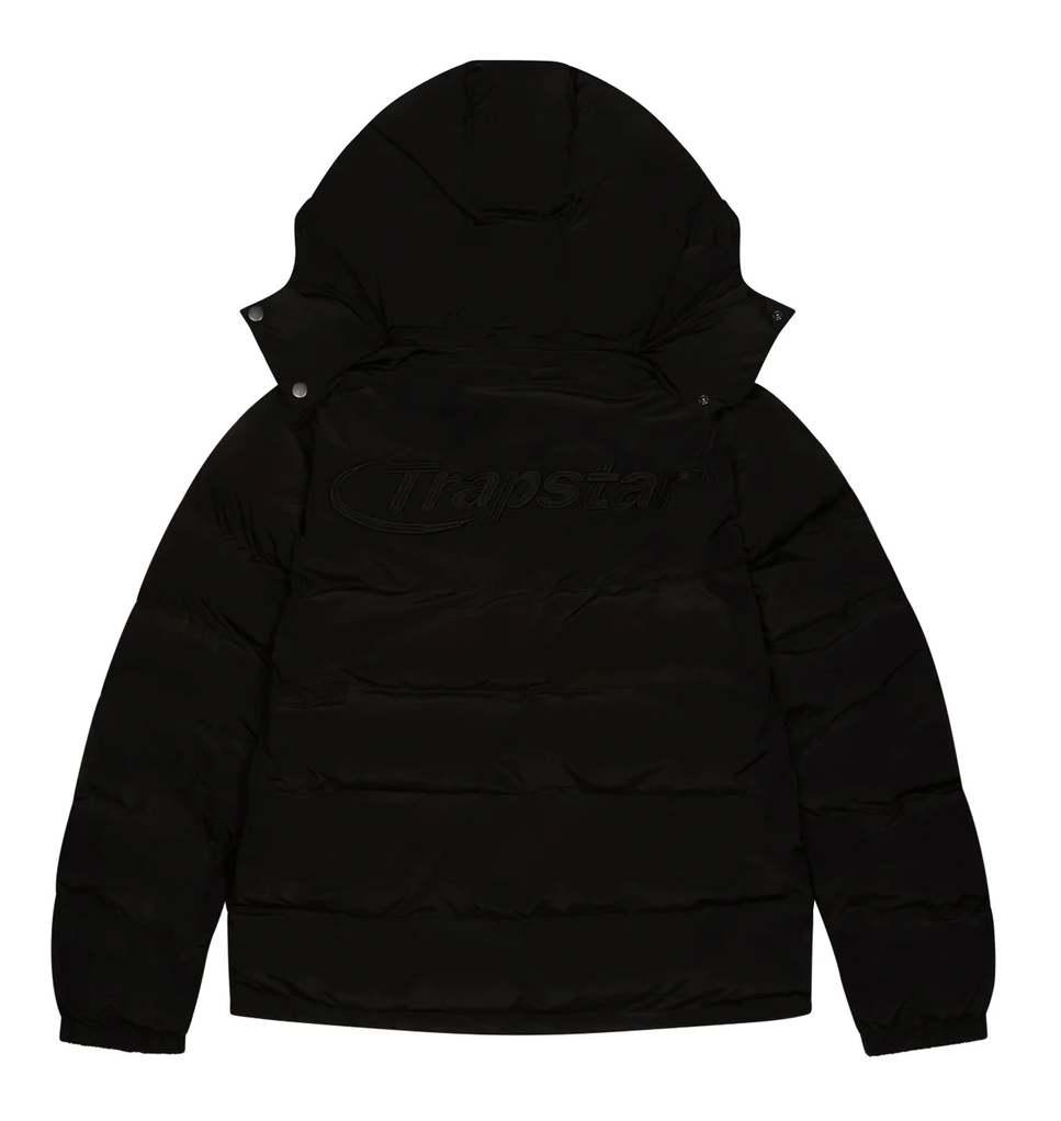 Trapstar Hyperdrive Detachable Hooded Puffer Jacket Triple Black