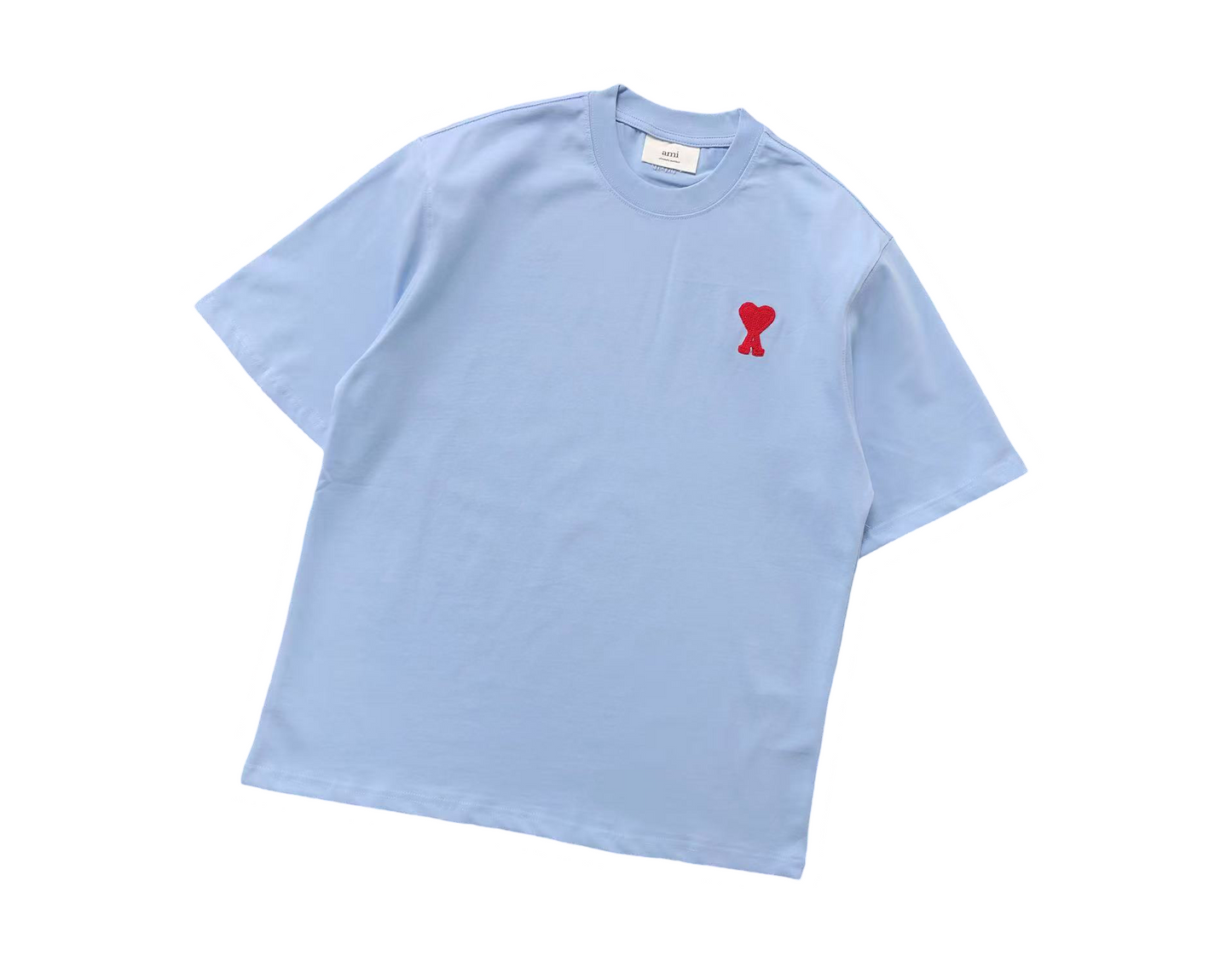 AMI Paris Signature Red Tee Blue