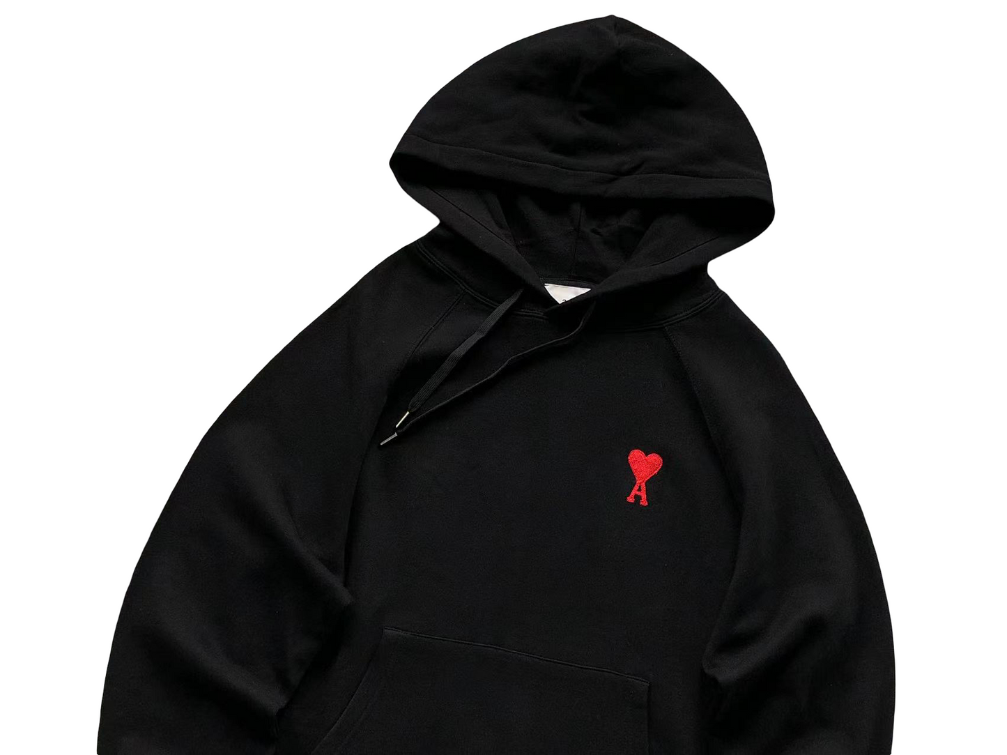 AMI Paris Red Heart Hoodie Black