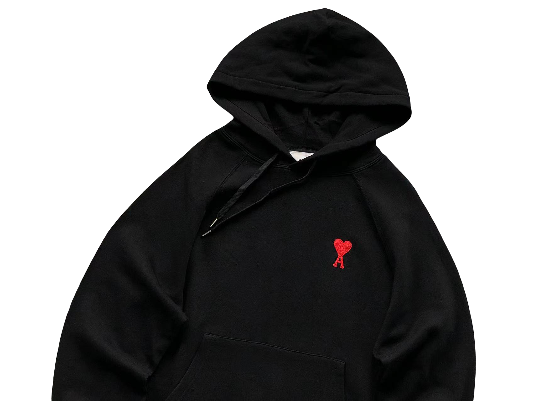 AMI Paris Red Heart Hoodie Black