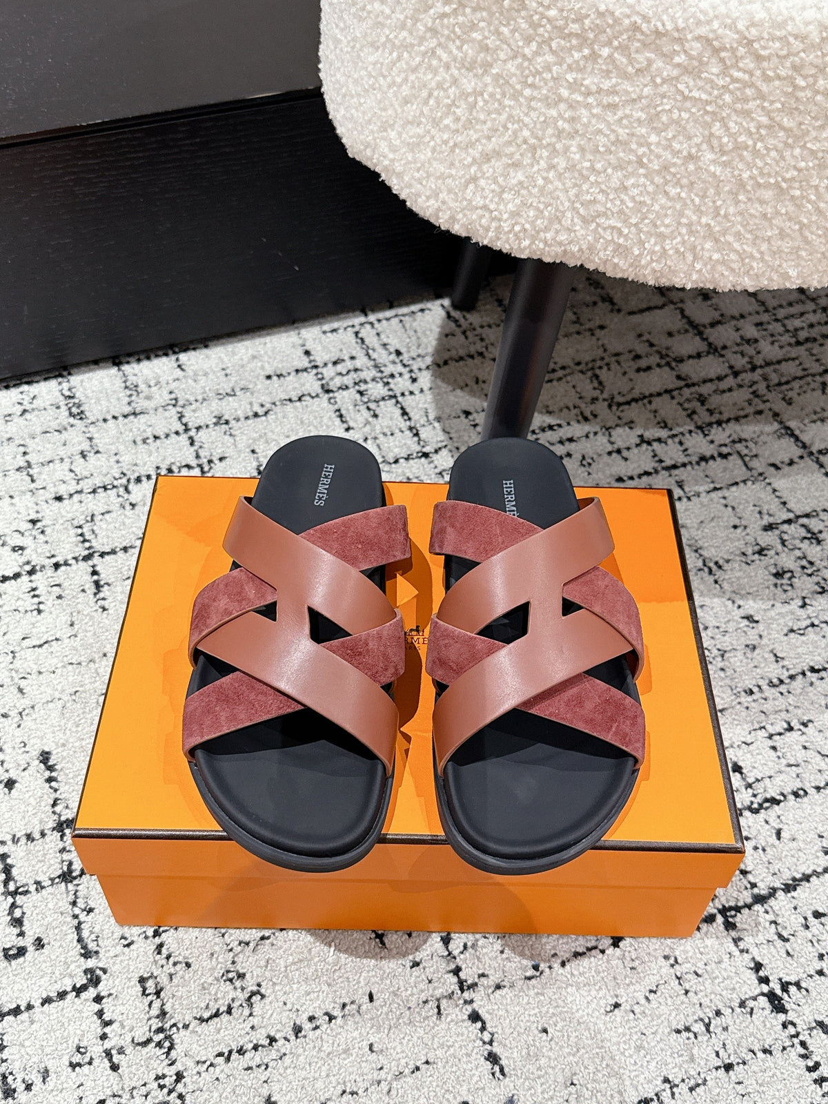 Hermes Kazimir Slide Burgundy