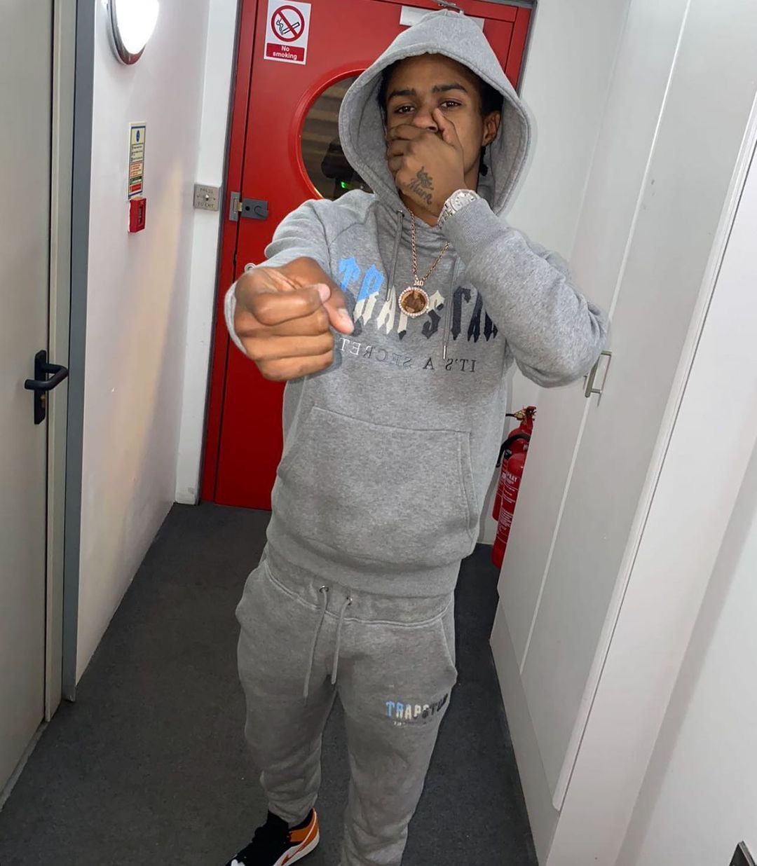 Trapstar Chenille Decoded Hoodie Tracksuit Ice Grey