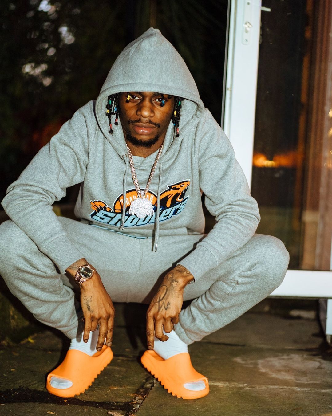 Trapstar Shooters Hoodie Tracksuit Grey/Orange