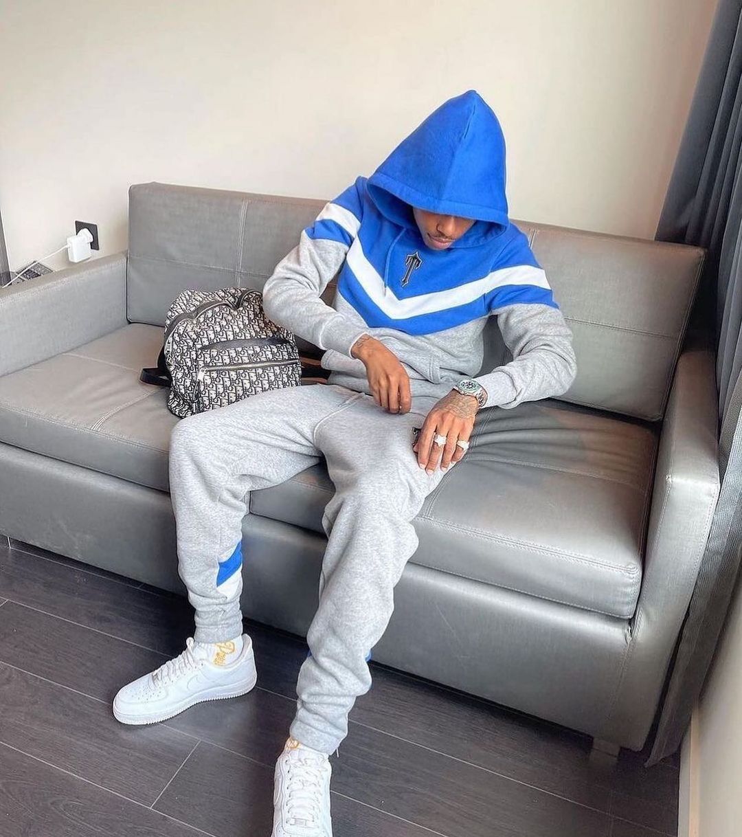 Trapstar V Stripe Tracksuit Black/Blue/Grey