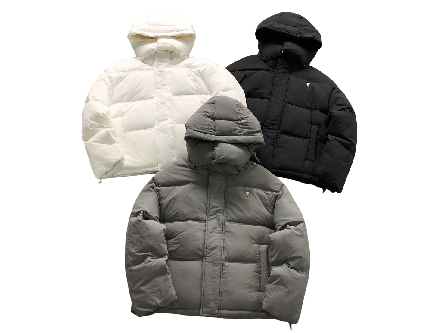 AMI Paris Heart Down Jacket Grey