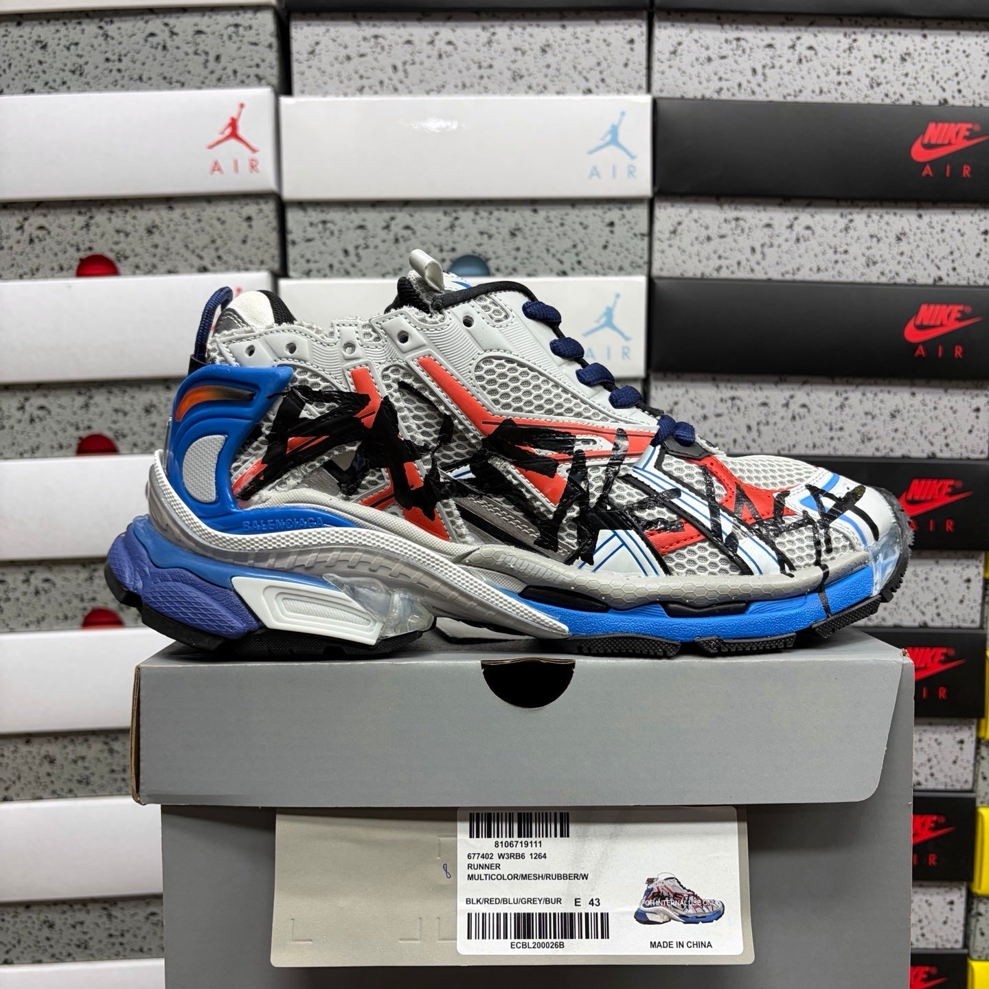 Balenciaga Runner 7.0 White Orange Blue Graffiti
