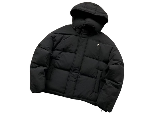 AMI Paris Heart Down Jacket Black
