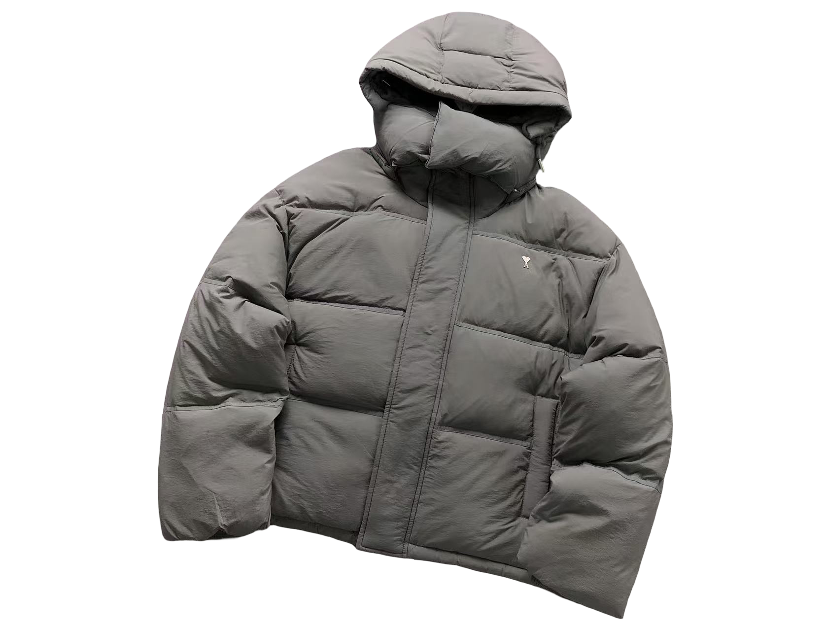 AMI Paris Heart Down Jacket Grey