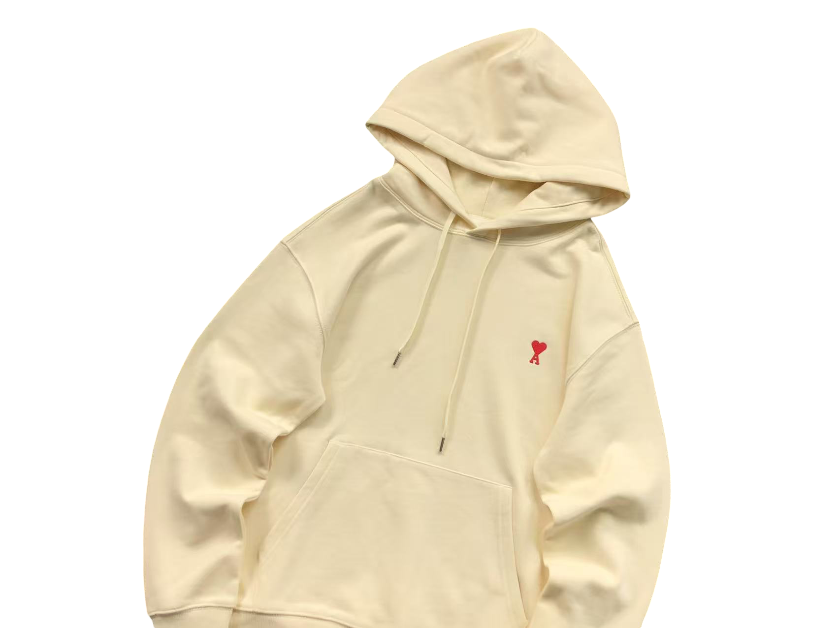 AMI Paris Red Heart Hoodie Peach