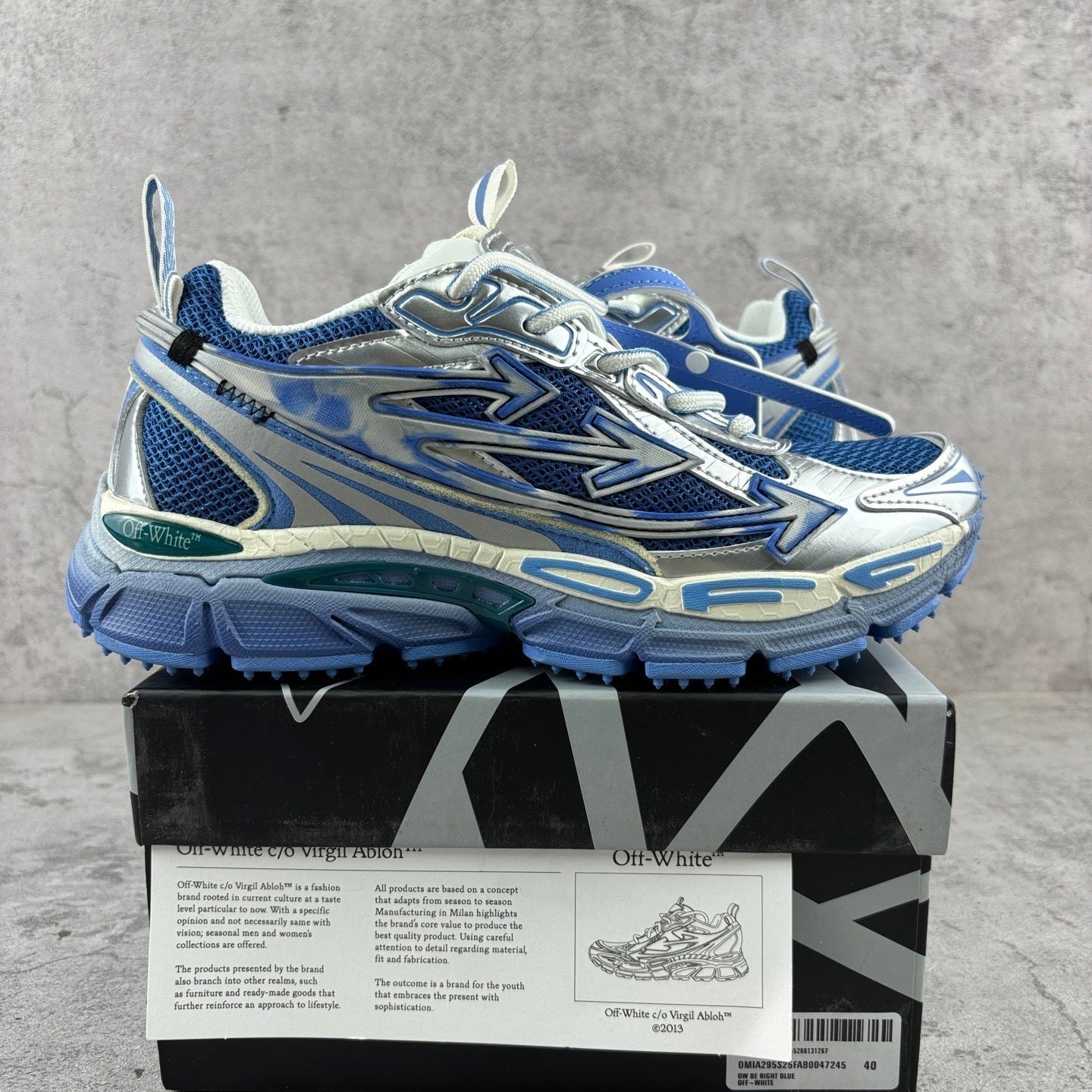 Off-White Be Right Back Blue Metallic Grey