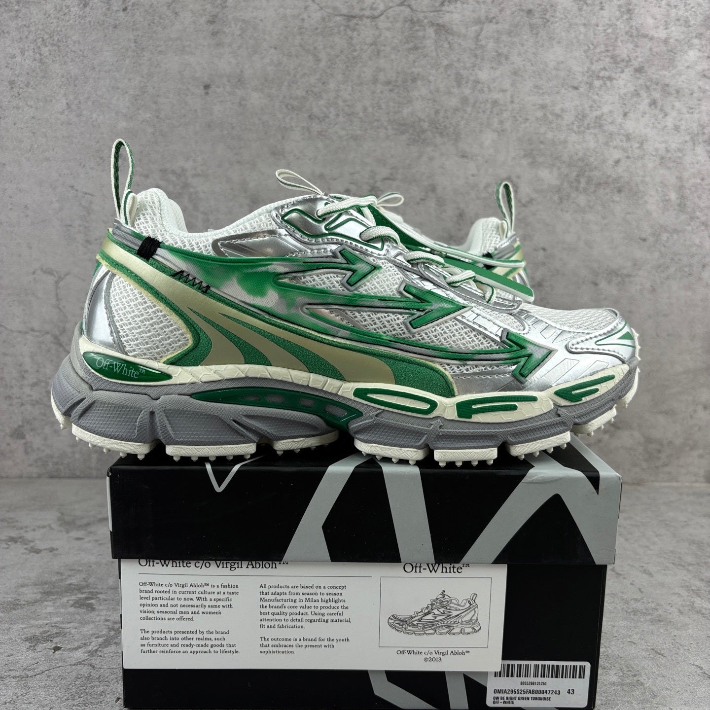 Off-White Be Right Back Green Metallic Grey