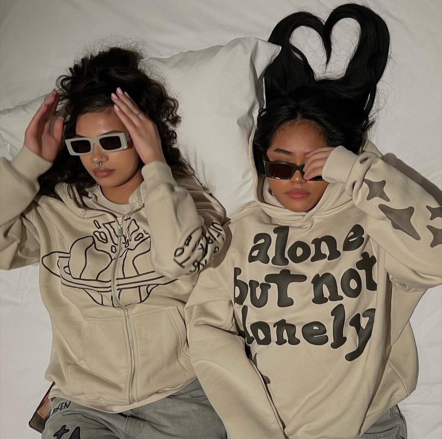 Broken Planet Going To Outer Space Zip Hoodie Apricot