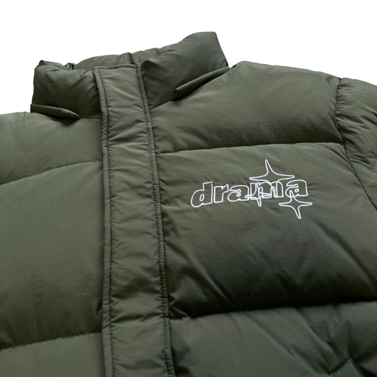 Drama Call Detachable Puffer Olive