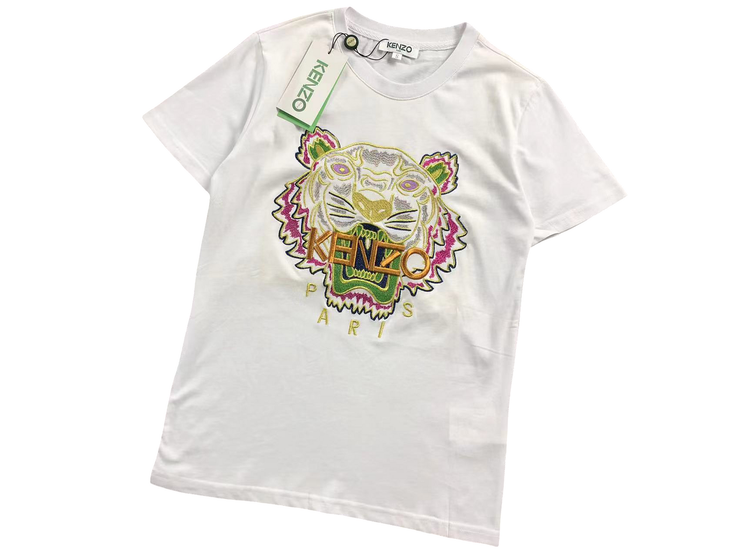 KENZO Tiger Tee White/Green/Yellow