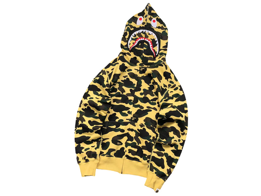 BAPE ABC Camo Shark Full Zip Hoodie Yellow Camo