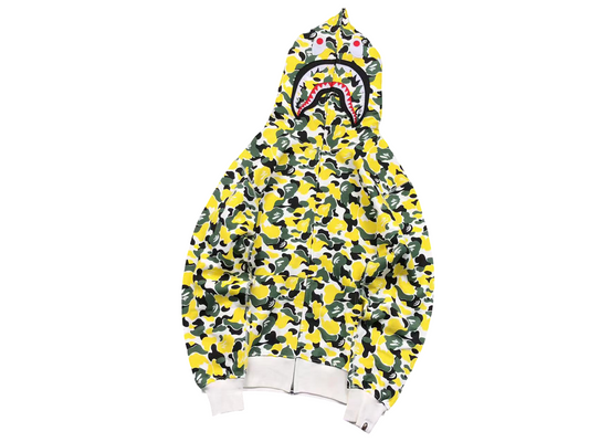 BAPE ABC Camo Shark Full Zip Hoodie Lemon Yellow