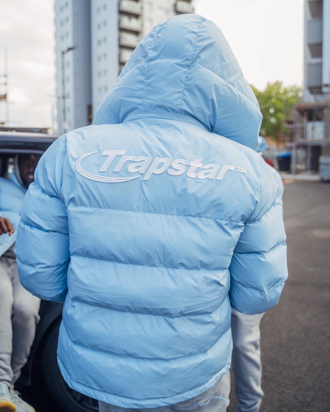 Trapstar Hyperdrive Detachable Hooded Puffer Jacket Ice Blue