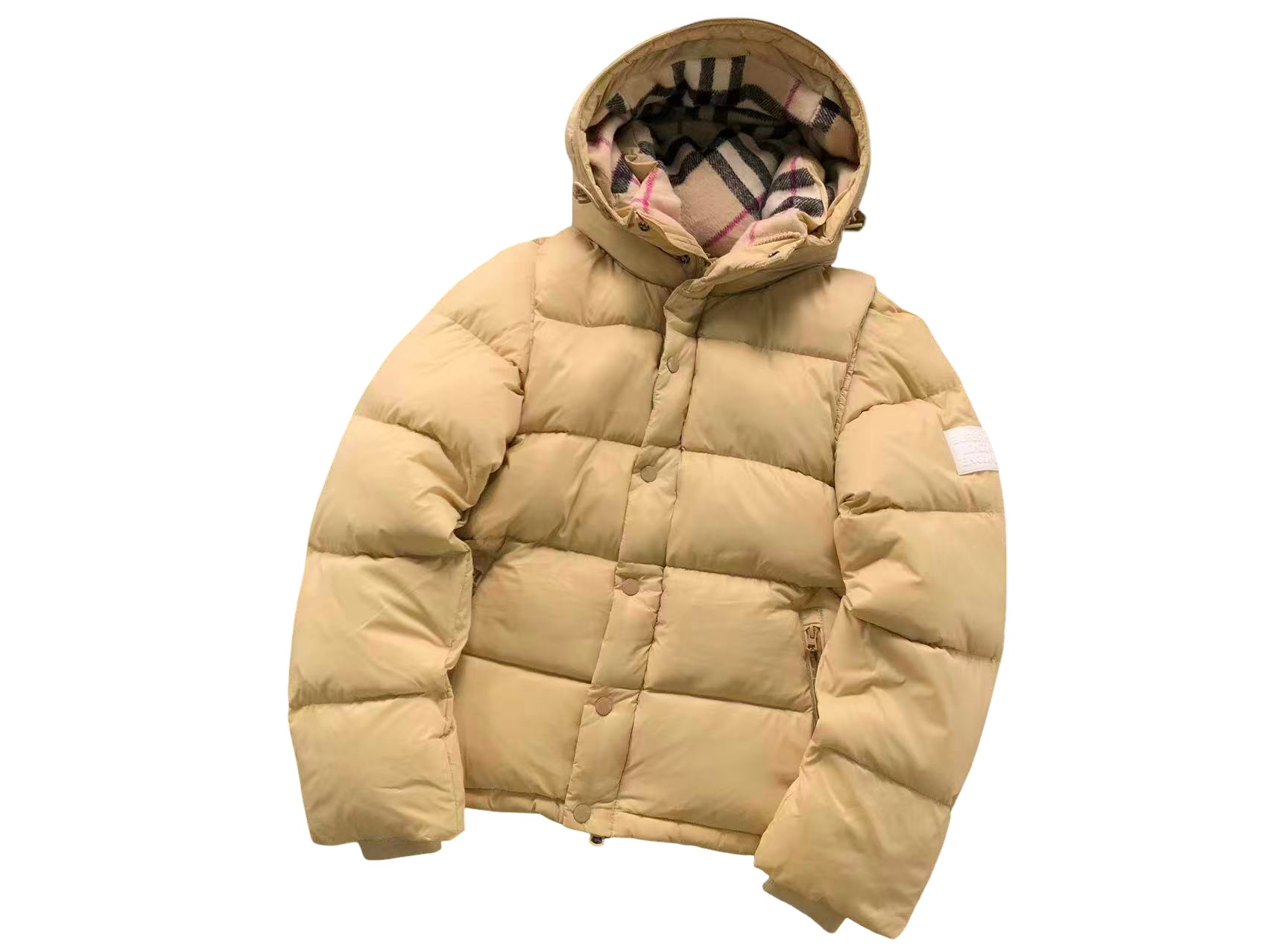 Burberry Detachable Hooded Puffer Jacket Gold