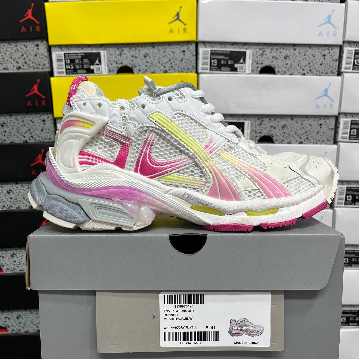 Balenciaga Runner 7.5 White Pink Yellow