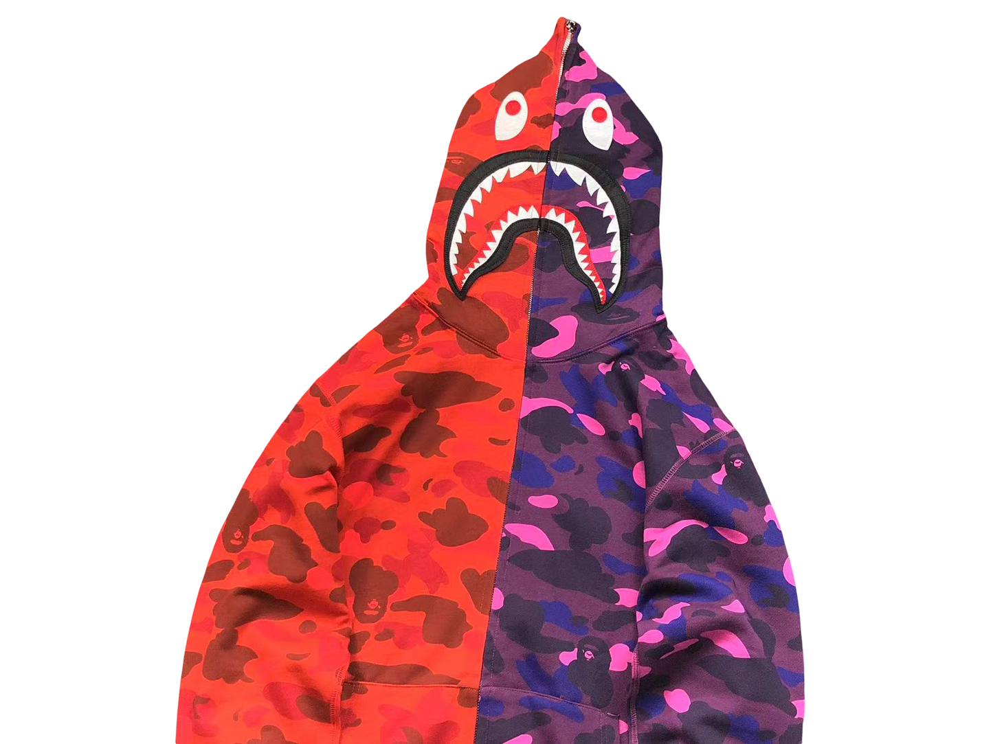 BAPE Split Camo Shark Full Zip Hoodie Red/Purple