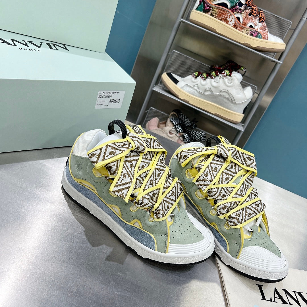 Lanvin Curb Khaki Green/Yellow/White