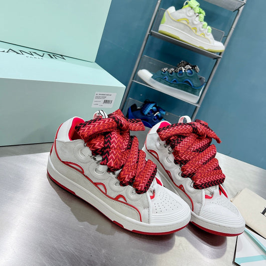 Lanvin Curb Light Grey/Cherry Red