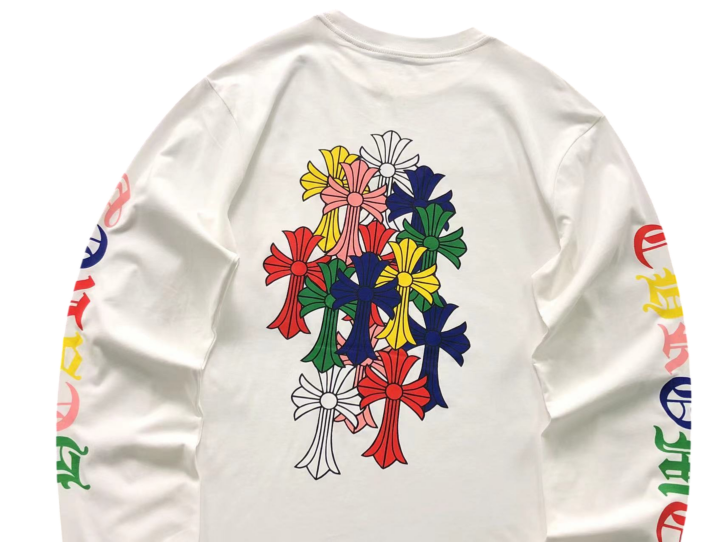 Chrome Hearts Multi Color Cross Cemetery Longsleeve White