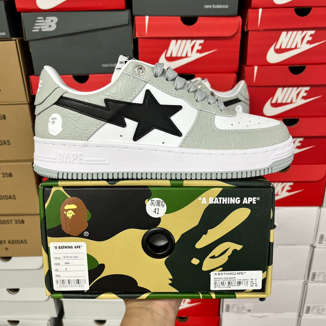 A Bathing Ape Bapesta Motif Grey/White/Black