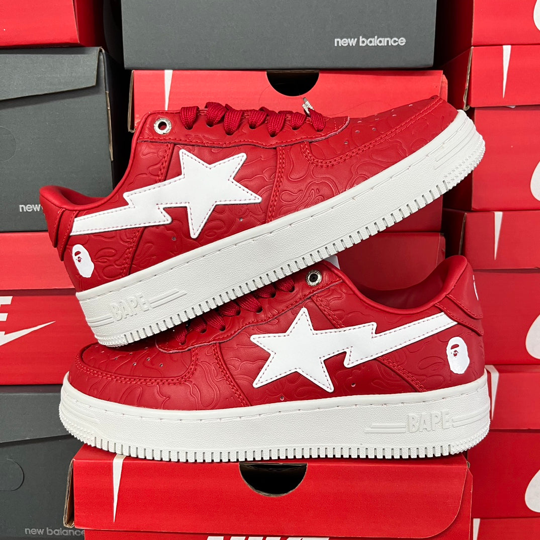 A Bathing Ape Bapesta Motif Red/White