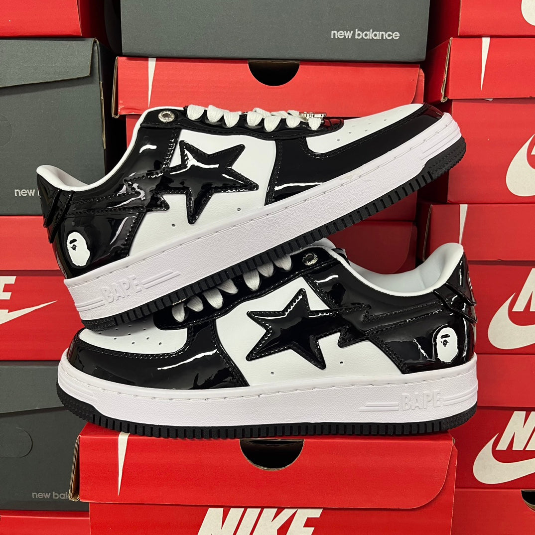 A Bathing Ape Bapesta Shiny Black/White