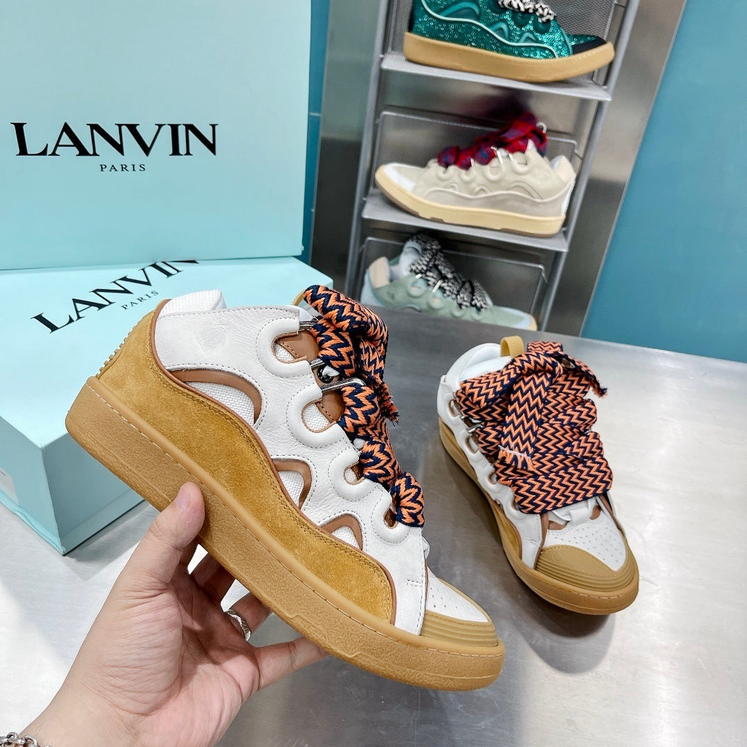 Lanvin Curb Suede White