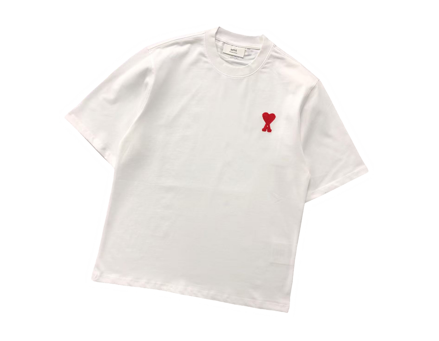 AMI Paris Signature Red Tee White