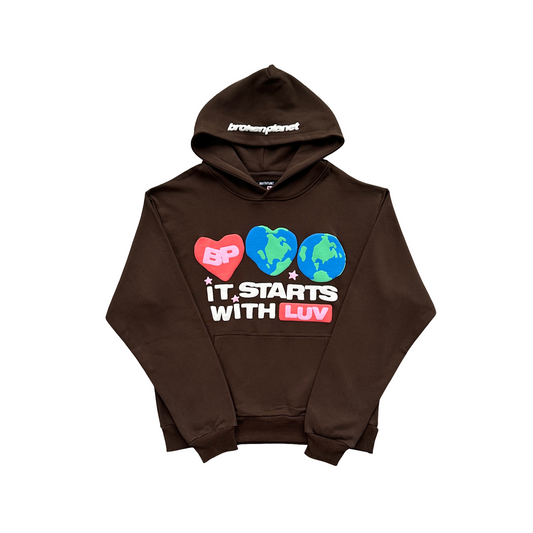 Broken Planet It Starts With Luv Hoodie Macha Brown